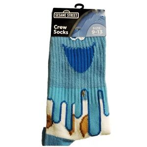 Sesame Street Cookie Monster Icon Printed Crew Socks Adult OS